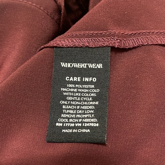 WHO WHAT WEAR BURGUNDY BUTTON DOWN DRESS - Picture 10 of 12